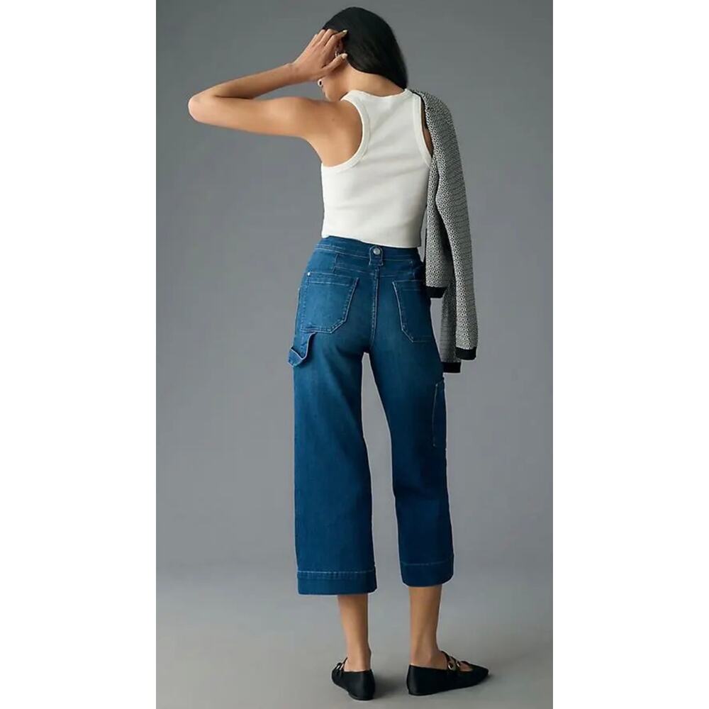 Anthropologie Maeve Carpenter High-Rise Crop Jeans Denim Dark Size 25 - Picture 2 of 11